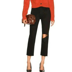 RE/DONE Originals 70s Stove Pipe in Noir with Rip Black Size 26